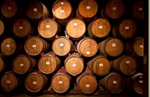 wine barrels stacked
